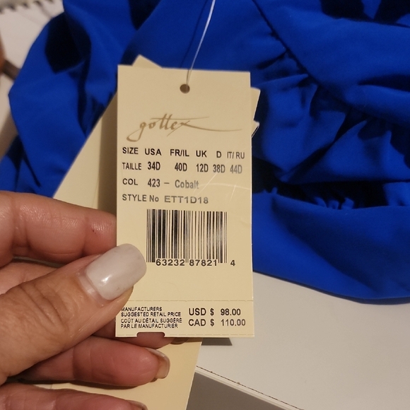 GOTTEX WOMENS 34D SCOOP NECK SHIRRED TANKINI TOP - Picture 2 of 4